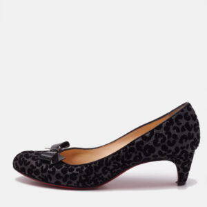 Christian Louboutin Black Patent Leather and Velvet Minima Bow Pumps Size 39.5