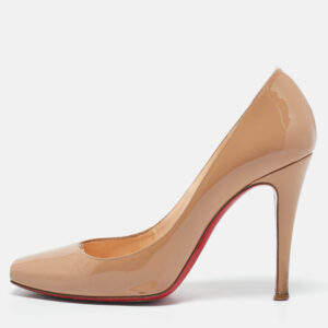 Christian Louboutin Beige Patent Leather Decollete 328 Pumps Size 38