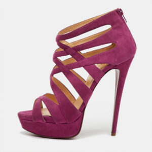 Christian Louboutin Pink Suede Balota Strappy Platform Sandals Size 40