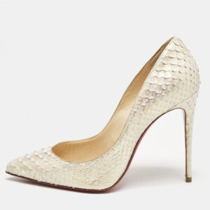 Christian Louboutin Cream Python Leather Pigalle Follies Pumps Size 36