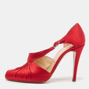 Christian Louboutin Red Satin Drapinight Pumps Size 37.5