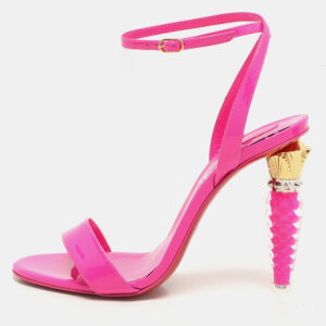 Christian Louboutin Lipgloss Patent Leather Queen Ankle Strap Sandals Size 37