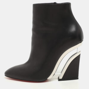 Christian Louboutin Black Leather Levitibootie Ankle Length Boots Size 37
