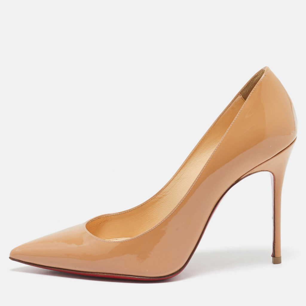 luxury-women-christian-louboutin-used-shoes-p1146363-010 Christian Louboutin Beige Patent Leather Kate Pumps Size 36
