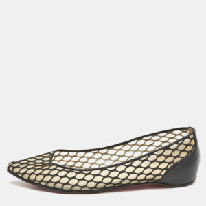 Christian Louboutin Black Leather and Mesh Miss Mix Ballet Flats Size 36.5