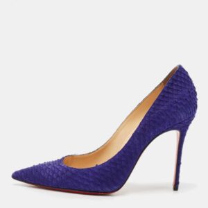 Christian Louboutin Indigo Blue Watersnake Nubuck Leather Decollete Pumps Size 38