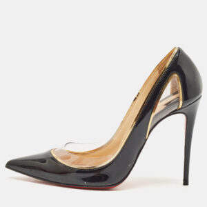 Christian Louboutin Black/Gold Patent Leather and PVC Cosmo Pumps Size 37