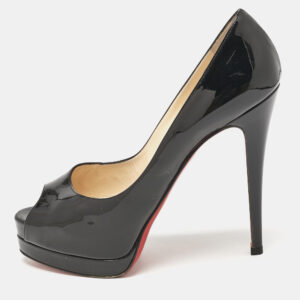 christian louboutin black patent leather altadama pumps size 40.5