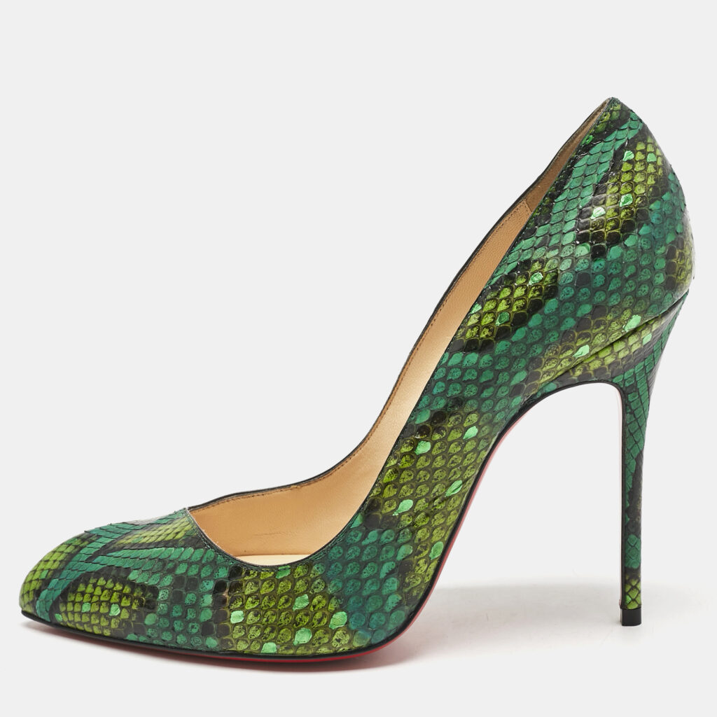 luxury-women-christian-louboutin-used-shoes-p1151751-008 Christian Louboutin Green Python Corneille Pumps Size 38