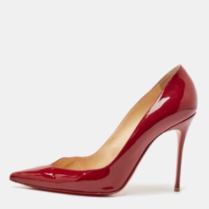 Christian Louboutin Burgundy Patent Leather Pointed Toe Pumps Size 39.5