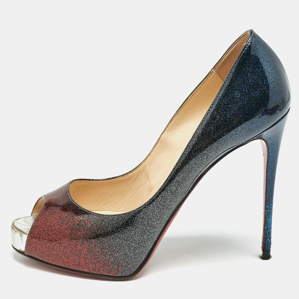 luxury-women-christian-louboutin-used-shoes-p1154022-010 Christian Louboutin Ombre Blue/Red Glitter Patent Leather New Very Prive Pumps Size 37.5