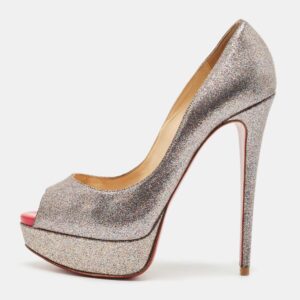 Christian Louboutin Multicolor Glitter Very Prive Peep Toe Pumps Size 37.5