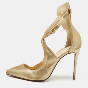 Christian Louboutin Gold Leather Marlenalta Thong Sandals Size 38