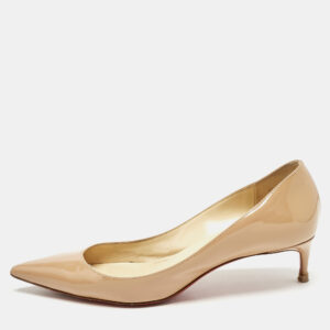 Christian Louboutin Beige Patent Leather Decollete 554 Pumps Size 38
