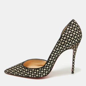 christian louboutin black/gold velvet and glitter iriza pumps size 40