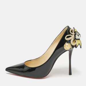 Christian Louboutin Black Patent Leather Galonna Pumps Size 36.5