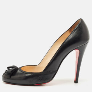 Christian Louboutin Black Leather and Grosgrain Lavalliere Pumps Size 38.5