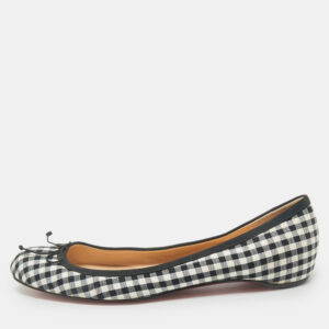 Christian Louboutin White/Black Canvas  Ballet Flats Size 39.5