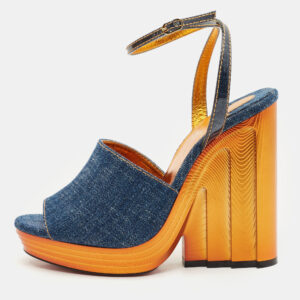 Christian Louboutin Blue Denim Mira Colunata Platform Sandals Size 40