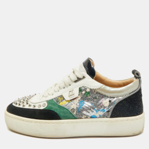 Christian Louboutin Multicolor Leather and Sequin Happyrui Sneakers Size 39