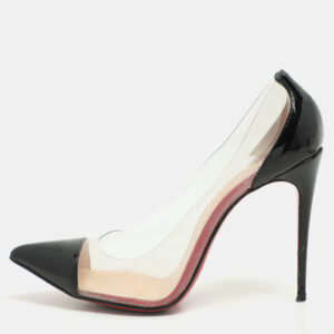 Christian Louboutin Black Patent Leather and PVC Debout Pumps Size 37.5