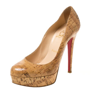 Christian Louboutin Beige Cork Bianca Platform Pumps Size 37