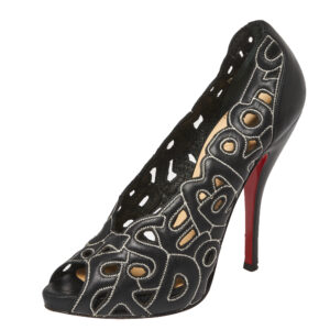 Christian Louboutin Black Letter Leather Tell Me Cutout Pumps Size 36