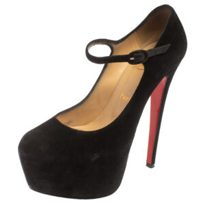 Christian Louboutin Black Suede Daffodil Mary Jane Pumps Size 36.5