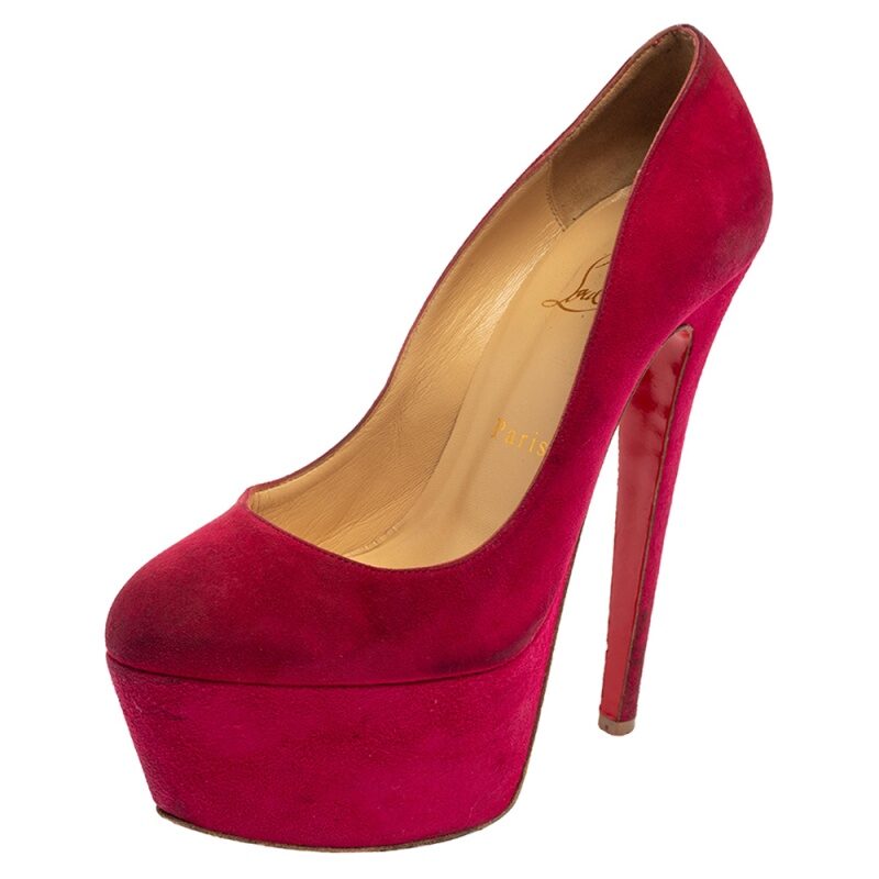 luxury-women-christian-louboutin-used-shoes-p385285-1612069842-003 Christian Louboutin Pink Suede Daffodile Platform Pumps Size 37
