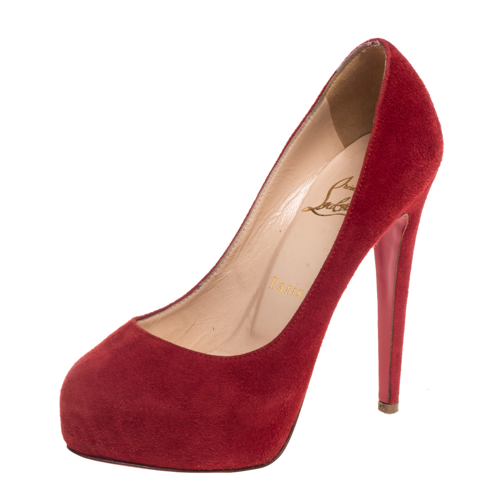 luxury-women-christian-louboutin-used-shoes-p390526-006 Christian Louboutin Red Suede Bianca Platform Pumps Size 35