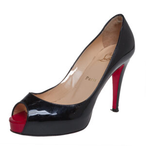 Christian Louboutin Black Patent Leather Very Prive Pumps Size 38