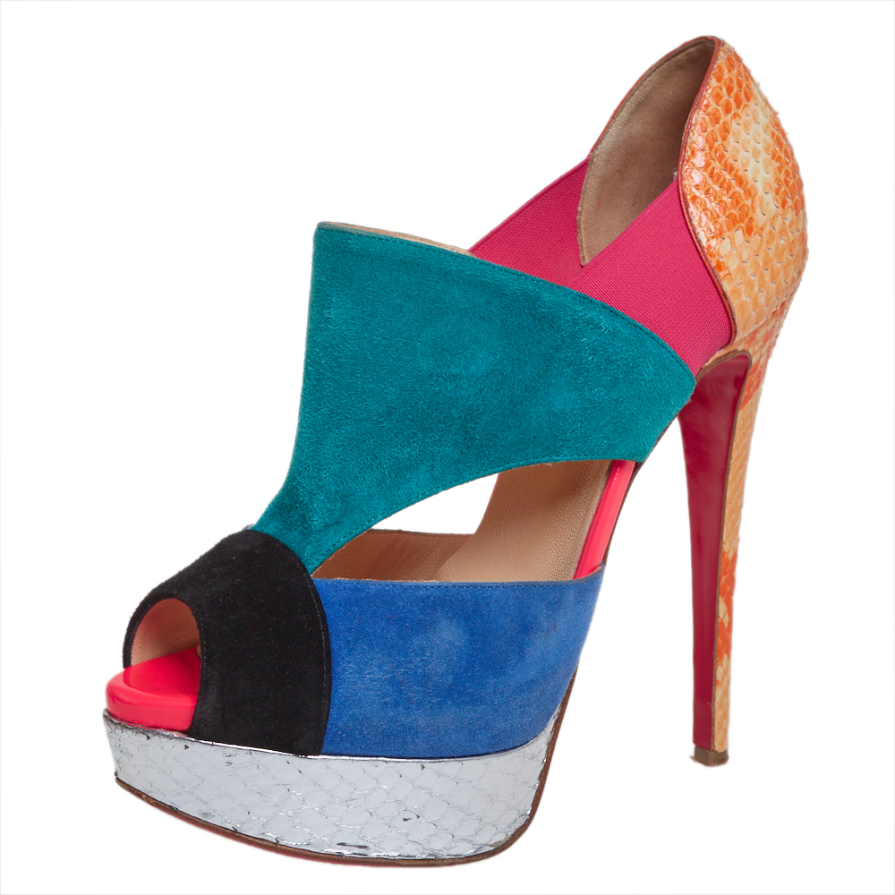 luxury-women-christian-louboutin-used-shoes-p402929-003 Christian Louboutin Multicolour Python Leather And Suede Pitou Pumps Size 37.5