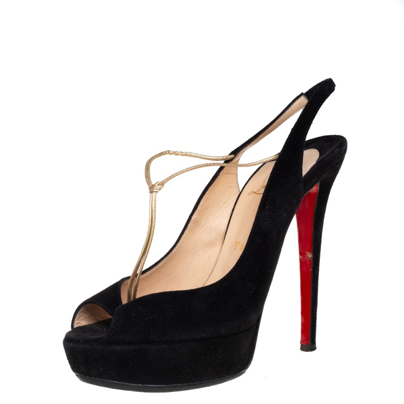 luxury-women-christian-louboutin-used-shoes-p410173-1617098475-008 Christian Louboutin Black Suede Alta Spritney Slingback Pumps Size 38.5
