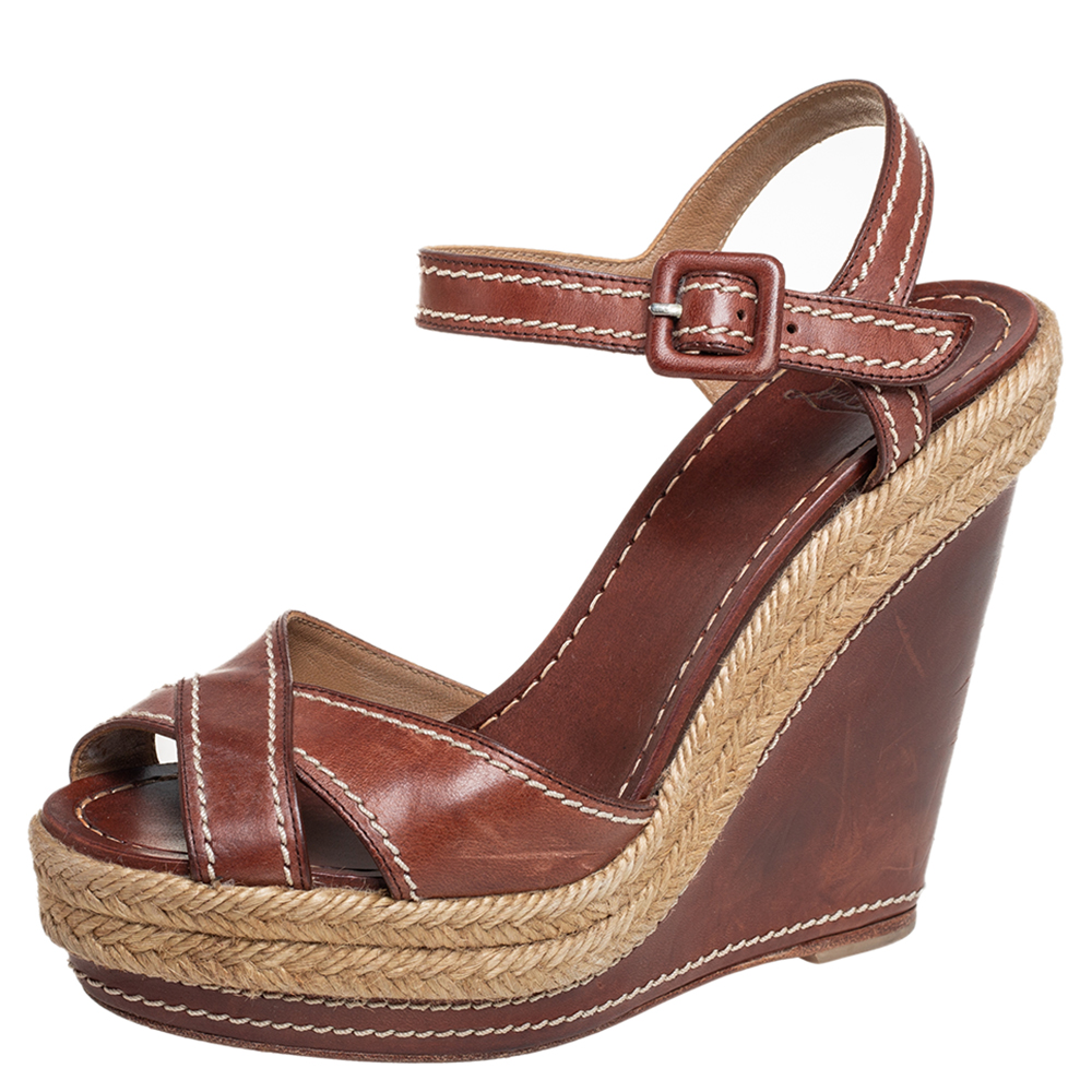 luxury-women-christian-louboutin-used-shoes-p460731-008 Christian Louboutin Brown Leather Almeria Sandals Size 36