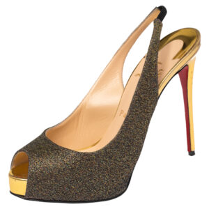 Christian Louboutin Multicolor Fabric No Prive Slingback Pumps Size 37.5