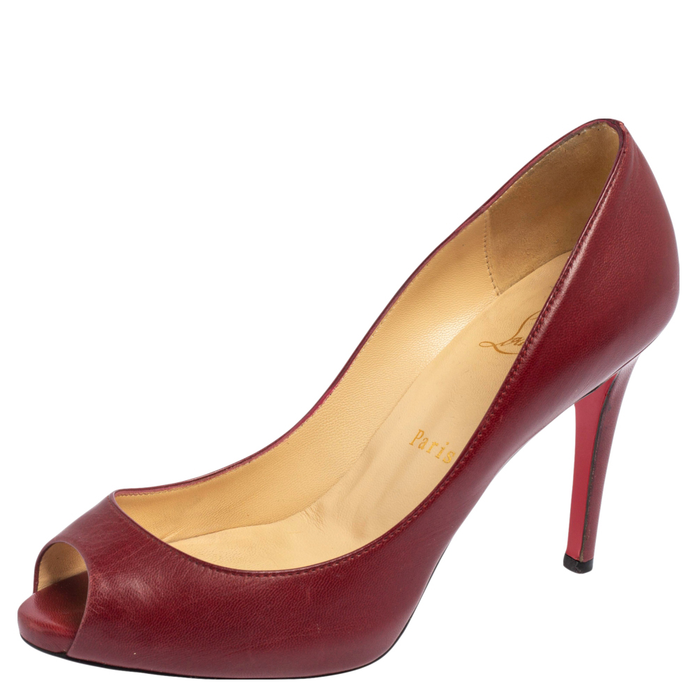 luxury-women-christian-louboutin-used-shoes-p495472-007 Christian Louboutin Burgundy Leather Yoyo Pumps Size 36.5