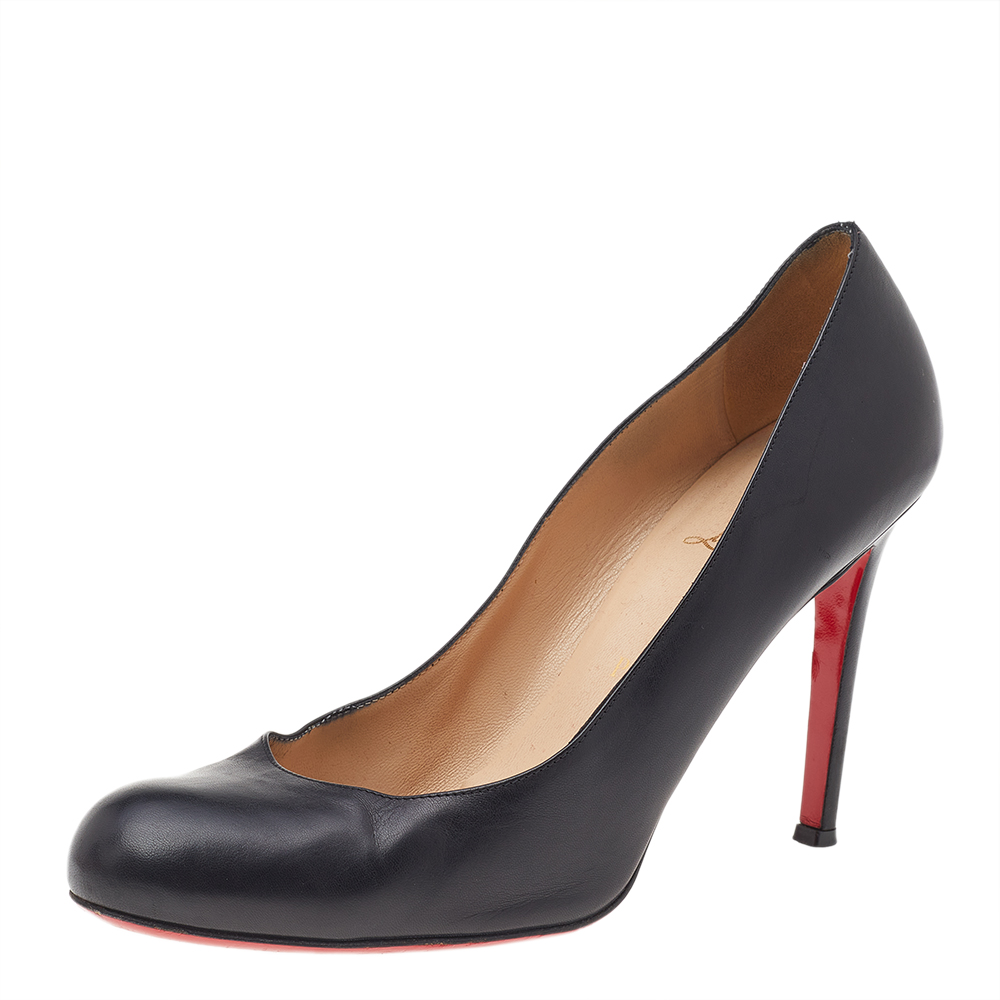 luxury-women-christian-louboutin-used-shoes-p525885-005-2 Christian Louboutin Black Leather Simple Pumps Size 38.5