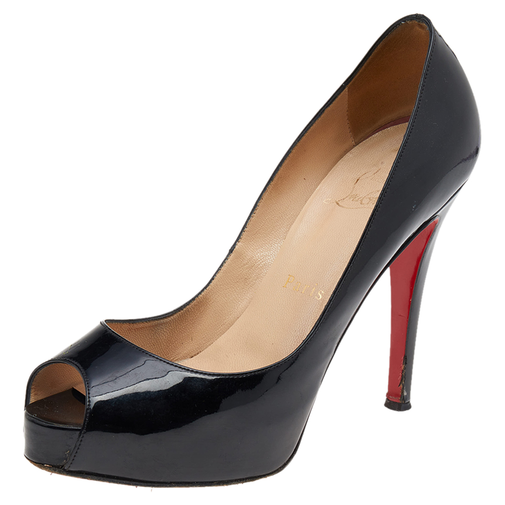 luxury-women-christian-louboutin-used-shoes-p551200-003-1 Christian Louboutin Black Patent Leather Very Prive Pumps Size 36