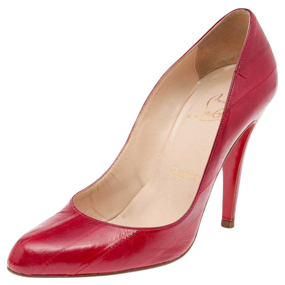 luxury-women-christian-louboutin-used-shoes-p564935-006-2 Christian Louboutin Red Eel Leather Pumps Size 36.5