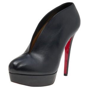 Christian Louboutin Black Leather Fast Plato Platform Booties Size 36.5