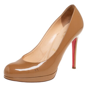 Christian Louboutin Brown Patent Leather New Simple Pumps Size 37.5