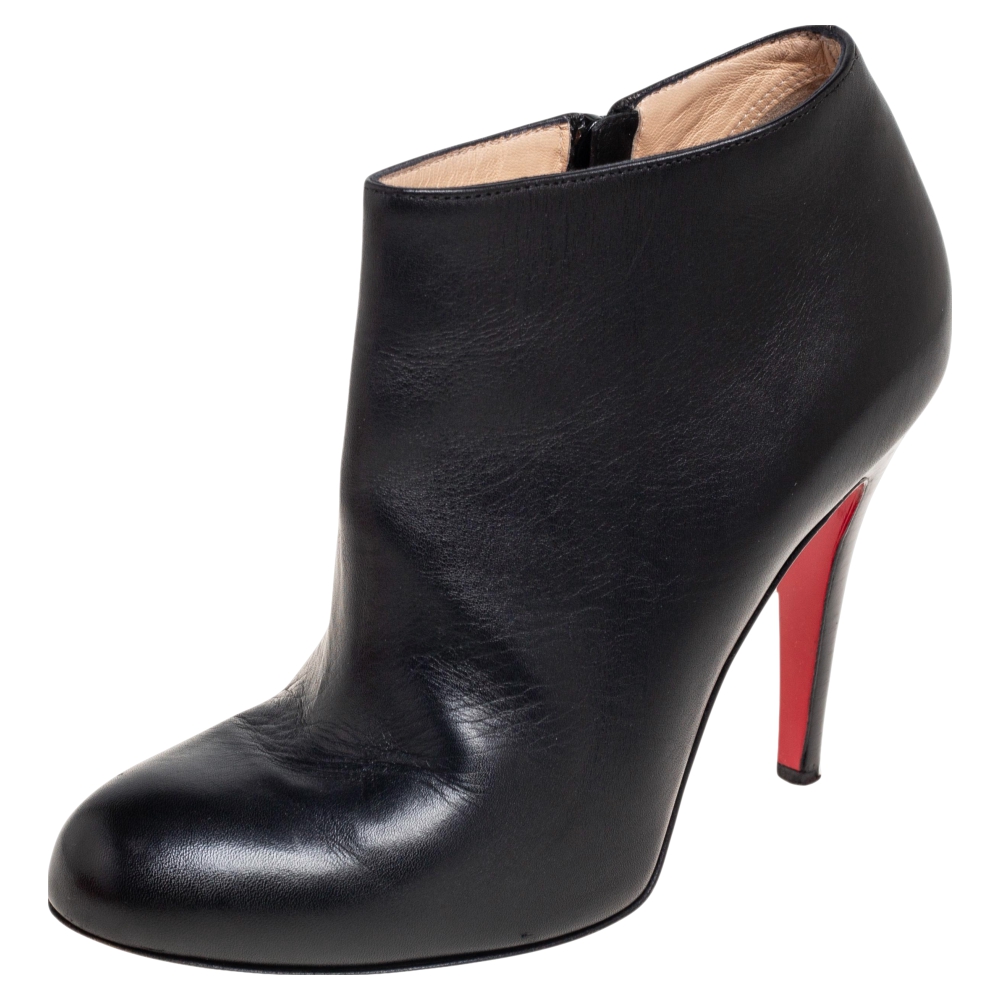 luxury-women-christian-louboutin-used-shoes-p578729-003-2 Christian Louboutin Black Leather Belle Ankle Boots Size 36.5