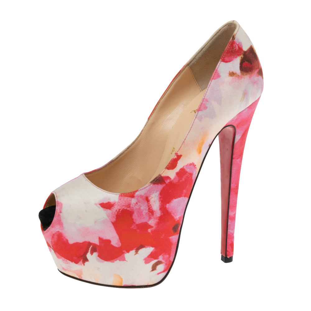 luxury-women-christian-louboutin-used-shoes-p584462-003-2 Christian Louboutin Multicolor Popi Fabric Highness Pumps Size 37