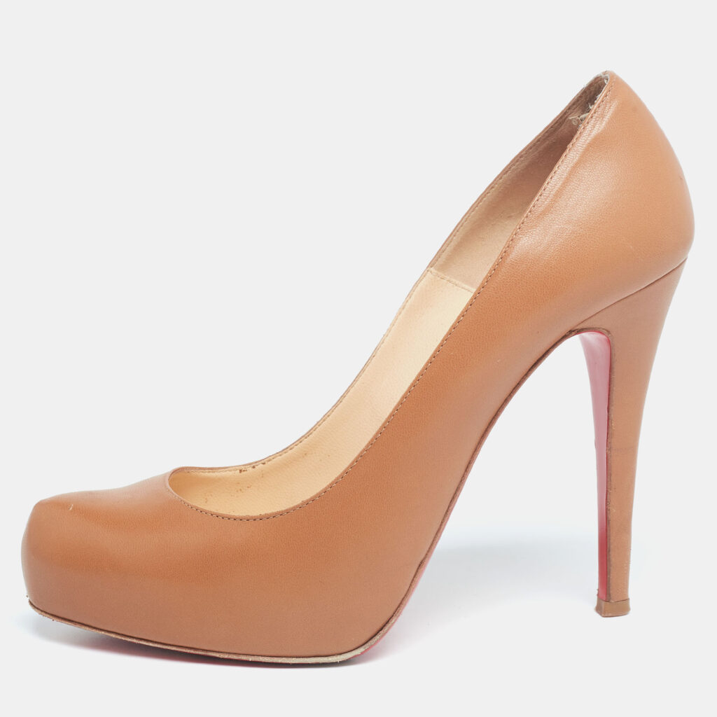 luxury-women-christian-louboutin-used-shoes-p625237-005-2 Christian Louboutin Tan Leather Rolando Pumps Size 37.5