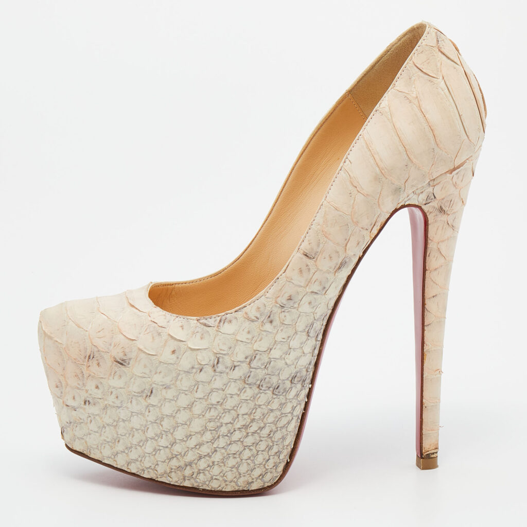 luxury-women-christian-louboutin-used-shoes-p634008-002-2 Christian Louboutin Beige Python Leather Daffodile Platform Pumps Size 36