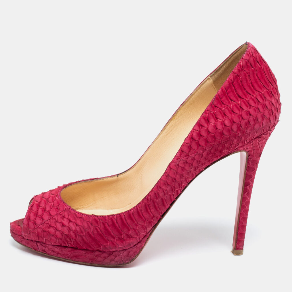 luxury-women-christian-louboutin-used-shoes-p634048-010-2 Christian Louboutin Dark Pink Python Leather Yolanda Pumps Size 39