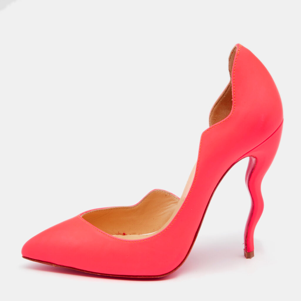 luxury-women-christian-louboutin-used-shoes-p635749-007-2 Christian Louboutin Neon Pink Leather Dalida D'orsay Pumps Size 35