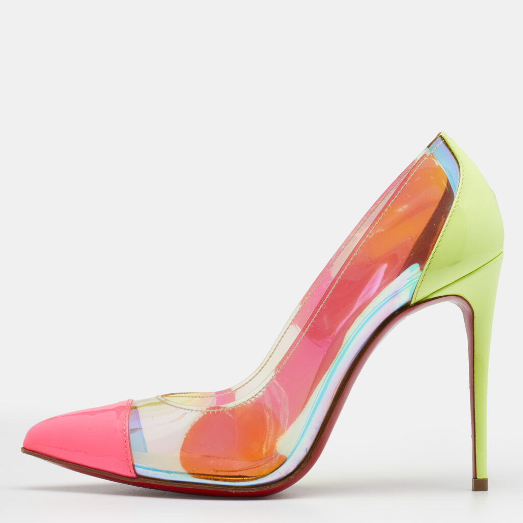 luxury-women-christian-louboutin-used-shoes-p641771-010-1 Christian Louboutin Multicolor PVC and Patent Leather Pumps Size 36