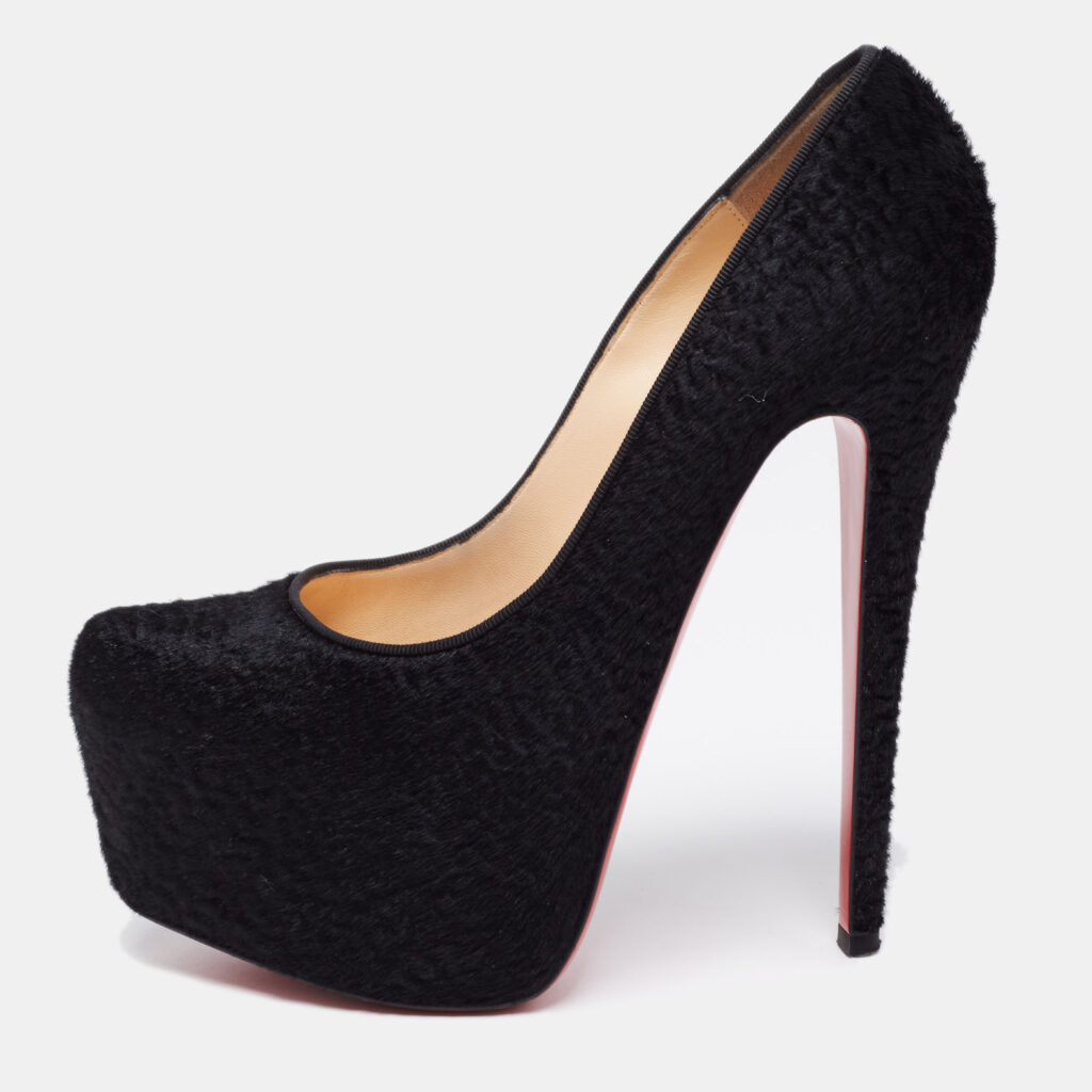 luxury-women-christian-louboutin-used-shoes-p654148-002-1 Christian Louboutin Black Calf Hair Daffodile Pumps Size 37