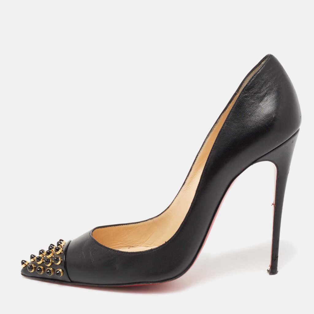 luxury-women-christian-louboutin-used-shoes-p654166-001-1 Christian Louboutin Black Leather Cabo Pumps Size 37.5